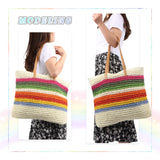 1 x Brand New EVEOUT Straw Bag Rainbow Stripes for Women Large Shoulder Bags Shopper Summer Woven Beach Bag Handbag Bohemia for Holiday - RRP €60.0