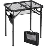 1 x RAW Customer Returns REDCAMP Portable Grill Table with Mesh Desktop, 60 x 40cm Lightweight Foldable Camping Table for Camping Cooking BBQ RV Picnic, Easy to Assemble with Adjustable Height Legs, Black - RRP €46.38