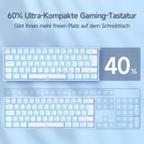 1 x RAW Customer Returns TMKB T61SE Gaming Mechanical Keyboard with German QWERTZ Layout, Red Switches, White - RRP €37.3