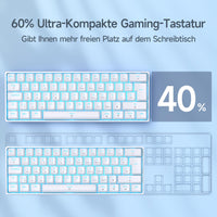 1 x RAW Customer Returns TMKB T61SE Gaming Mechanical Keyboard with German QWERTZ Layout, Blue Switch, White - RRP €37.3