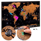 1 x RAW Customer Returns World map for scratching, detailed rubbing, world map for scraping with all US states, map for rubbing and accessories kit gift tube. - RRP €17.82