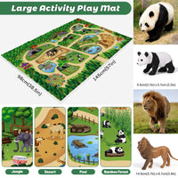 2 x RAW Customer Returns FRUSE Animal Figures Toys with 145x98cm Activity Play Mat, 12 Pieces Realistic Animal Figures with Lion, Tiger, Elephant, Safari Animal Figures Educational Toys Gifts for Children Boys Girls - RRP €63.52