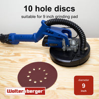 1 x RAW Customer Returns Woltersberger 50 abrasive discs 225mm Particle size P40,P60,P100,P120,P180 10 holes in red Sandpaper Drywall Sander Long Neck Sander Giraffe SET - RRP €29.98