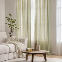 1 x RAW Customer Returns MIULEE striped curtains, high-quality linen look curtains with beige stripes for the living room, set of 2 opaque curtains with back loops and rod pocket, each 245 cm high, bedroom curtain - RRP €39.31