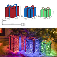 1 x RAW Customer Returns DELICHTER LED Christmas decoration, 3 red green blue gift box with bows Christmas lights for indoors, rooms, apartments near the Christmas tree - RRP €39.42