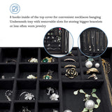 1 x RAW Customer Returns ProCase Jewelry Box Organizer for Women, Two Layer Jewelry Display Storage Case with 8 Necklace Hangers and Removable Divider for Earrings Bracelets Rings - Black - RRP €23.99