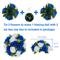 1 x Brand New BLOSMON Bouquet Flower Arrangements Artificial Decoration Rose 6 Pcs Royal Blue White Artificial Bouquet Flowers Table Decoration Flower Ball Valentine s Day Rose Bouquet for Wedding Mother s Day Gift - RRP €46.37