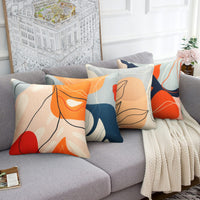 4 x Brand New Cushion cover Boho decorative pillows Geometric leaves cushion covers Sofa cushions 50 x 50 cm Colorful abstract pattern cushion cover Decorative linen throw pillow covers Cushions for sofa armchair Home bedroom set of 4 - RRP €90.8