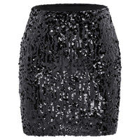 1 x RAW Customer Returns Durio Sequin Skirt for Women Glitter Skirt Short Women s Sexy Midi Skirt Hip Skirt with Elastic Waist Party Rave Outfit Black L - RRP €28.22