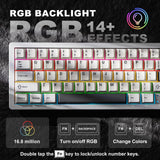 1 x RAW Customer Returns YUNZII AL66 Wireless Mechanical Keyboard, 65 Rotary Aluminum Gaming Keyboard Bluetooth 2.4G Wired Hot Swappable Switches, Gasket Mounted RGB Keyboard for Win Mac Milk Switch, Silver  - RRP €109.99