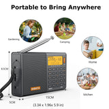 1 x RAW Customer Returns XHDATA D-808 Portable Digital Radio FM Stereo SW MW LW SSB RDS Air Band Multi-Band Radio Speaker with LCD Display Alarm Clock External Antenna and 2000 mAh Chargeable Battery Gray  - RRP €88.58