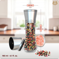 1 x RAW Customer Returns LG Luxury Grace pepper, salt and spice mill, 180 ml 19 x 6.5 cm . High-quality glass, stainless steel lock and adjustable ceramic grinder. Elegant, lightweight and ergonomic design. - RRP €11.76