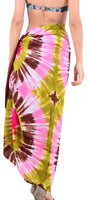 1 x Brand New LA LEELA Women s Bikini Beach Sarong Wrap Maxi Cover up Brown, Tie Dye One Size - RRP €24.0