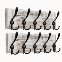 1 x RAW Customer Returns QILICZ 2 pieces hook rail coat hooks made of wood, coat hooks wall hooks, wall coat rack wood 15 hooks coat rack wall coat hooks for washroom, bedroom, kitchen - RRP €33.19