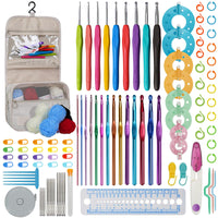 1 x RAW Customer Returns RealPlus 111 piece crochet hook and wool set, crochet hook for beginners, crochet hook accessories tape measure, crochet hooks, needles, scissors, marker clips, U-hook, yarn, crochet hook set for women - RRP €25.99