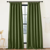 1 x RAW Customer Returns PONY DANCE Heat-insulating curtains, opaque linen look curtains with ruffle tape, set of 2, H 245 x W 140 cm, blackout curtain for rail, linen blackout curtains for living room, apple green - RRP €48.35