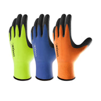 1 x RAW Customer Returns COOLJOB Work Gloves for Men and Women, 3 Pairs Latex Anti-Slip Gardening Gloves with Firm Grip, Safety Work Gloves in High Visibility Orange, L, 3 Pairs L - RRP €30.0