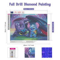 1 x Brand New NAIMOER Stitch Diamond Painting, 5D Stitch with Dragon Diamond Painting Kits Pictures for Adults, DIY Animals Diamond Painting Diamond Painting Children Pictures Set 30 x 40 cm for Wall Decor - RRP €8.05