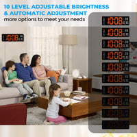 1 x RAW Customer Returns Sukeen Digital Wall Clock, 13 Digital Clock Wall Clock Digital Alarm Clock with Remote Control, Count Up Down, 10-Level Dimming, Dual Alarm, Date, Temperature for Home, Gym, Office, Garage-Orange - RRP €35.23