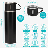 1 x RAW Customer Returns Belle Vous Black Stainless Steel Thermos Bottle with Lid and 2 Cups - 500ml Double Walled Thermos with Cup - Leak-Proof Thermos Bottle for Hot and Cold Drinks - RRP €16.99