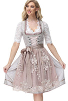 1 x RAW Customer Returns TrendiMax traditional women s dirndl midi dirndl dress for Oktoberfest with lace apron, old pink, 46 - RRP €110.08