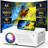 1 x RAW Customer Returns 4K Supported Projector, Native 1080P 5G WiFi Bluetooth, 15000 L Film Projector, Portable Outdoor with Maximum 300 Display A-Native 1080P 4K Supports 350ANSI  - RRP €141.17