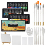 1 x RAW Customer Returns GC QUILL 36 Colors Acrylic Paint Set 12 ml x 36 Tubes with Brushes, Palette Knives, Canvas, Easel, for Artist Painting on Wood, Ceramic, Fabric, Crafts GC-APK36 - RRP €35.99