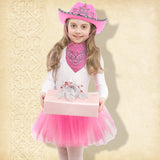 1 x RAW Customer Returns SATINIOR 3 Piece Cowgirl Costume Set Pink Hat Rhinestone Princess Western Cowboy Hat with Paisley Bandanna and Tutu Skirt for Girls - RRP €25.2