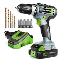 1 x RAW Customer Returns WORKPRO Cordless Screwdriver 18V 20V Cordless Drill Driver with 16 Accessories, Torque 25NM and Variable Speeds, LED Light, 2-Direction of Rotation, incl. 2.0Ah Li-Ion Battery and Quick Charger - RRP €50.41