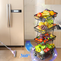 1 x RAW Customer Returns SAYZH Kitchen Cart, 4-Tier Stackable Fruit and Vegetable Rack, with Wheels and Non-slip Feet for Fruit and Vegetable Storage Black  - RRP €47.39