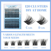 1 x RAW Customer Returns Cluster Eyelash Extensions 120PCS Cluster Eyelashes Individual Eyelashes D-Curls 0.07mm, 8-16mm Wide Stem Natural Eyelashes DIY Eyelash Extensions GEMERRY Eyelashes C09-D-0.07-8-16mm  - RRP €9.91