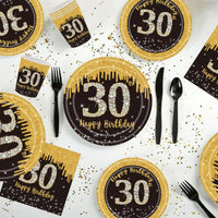 9 x Brand New POPOYU Black and Gold 30th Birthday Paper Cups Party Supplies Disposable Tableware Set Black and Gold Disposable Paper Cups for All Occasions 16 Pack  - RRP €59.85