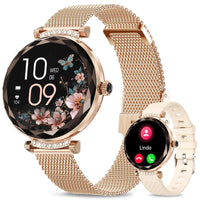 1 x RAW Customer Returns Fitonme Smartwatch Women with Phone Function 1.19 Inch AMOLED Display, IP68 Waterproof Sports Watch Wristwatch with Sleep Monitor Heart Rate Monitor SpO2 Blood Pressure Measurement Pedometer for Android iOS Rose Gold - RRP €59.99