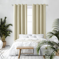 1 x RAW Customer Returns Deconovo Thermal Insulated Blackout Indoor Curtains, Solid Color Bedroom Curtains 2 Pieces, with Eyelets, 107x229 CM Width x Height , Dark Beige - RRP €37.13