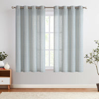 7 x Brand New TOPICK Linen Curtains Striped Curtains with Eyelets Modern Beige Linen Look Curtain Living Room Privacy Curtain Light Filtering Eyelet Curtain with Stripe Pattern Set of 2 130x145 Black on Beige - RRP €303.52