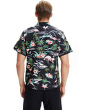 1 x Brand New SSLR Hawaii Shirt Men, Flamingo Hawaii Shirt, Hawaiian Shirt Men Short Sleeve Floral Printed Regular Fit Small, Black  - RRP €22.8