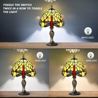 1 x RAW Customer Returns MIAOKE Tiffany Style Table Lamp, Vintage Table Lamp Handcraft Stained Glass Lampshade Table Lamps for Bedroom Bedside Lamp Study Office Light-W-Dragonfly  - RRP €68.84