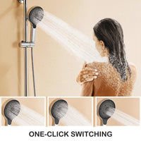 1 x RAW Customer Returns Shower fitting complete set, Auralum rain shower with fitting height adjustable 1-1.39m, shower fitting set rain shower with 3 functions hand shower, chrome - RRP €89.24