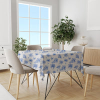 1 x Brand New STARUBY Dirt-repellent PVC table linen, 140 x 180 cm, waterproof wipeable tablecloth, waterproof plastic tablecloth for the kitchen, water-repellent, floral pattern in blue - RRP €20.4