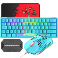 1 x RAW Customer Returns LexonElec 60 Compact Wired Gaming Keyboard and Mouse Set 62 Keys UK Layout RGB 12000 DPI Breathable Lights Honeycomb Mouse USB Gaming Controller Adapter for Xbox Laptop PS4 PS4 - RRP €52.43