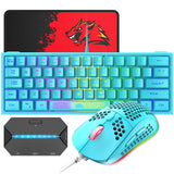 1 x RAW Customer Returns LexonElec 60 Compact Wired Gaming Keyboard and Mouse Set 62 Keys UK Layout RGB 12000 DPI Breathable Lights Honeycomb Mouse USB Gaming Controller Adapter for Xbox Laptop PS4 PS4 - RRP €52.43