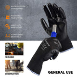 1 x RAW Customer Returns SAFEYEAR 12 Pairs PU Coated Work Gloves for Cleaning, Automotive Assembly, Precision Operations and More Black XL  - RRP €19.99