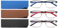 1 x RAW Customer Returns MODFANS 3 Pack Reading Glasses Men Women Blue Light Filter Metal Frame Rectangle Style Stainless Steel Material Red Blue Brown - RRP €21.56