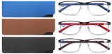 1 x RAW Customer Returns MODFANS 3 Pack Reading Glasses Men Women Blue Light Filter Metal Frame Rectangle Style Stainless Steel Material Red Blue Brown - RRP €21.56