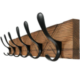 1 x RAW Customer Returns SKOLOO wooden coat rack - 44cm, engraved design, sturdy coat hooks wall with 6 hooks, for hanging clothes, coats, hats, jackets, scarves, backpacks, hook rail wood vintage brown - RRP €26.21