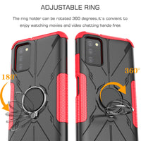 1 x Brand New LiuShan Compatible with Samsung Galaxy A03s Case, Shockproof Case with 360 Degree Rotating Ring Kickstand Hard PC and Silicone TPU Hybrid Armor for Samsung Galaxy A03s Smartphone, Red - RRP €10.8