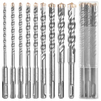 1 x RAW Customer Returns SDS Plus drill set 9 pieces, concrete drill 160 mm long, with 4 cutting edges, hammer drill, stone drill, YUHIAKE tools for drilling concrete, stone, wood, brick, tiles - RRP €14.92