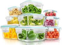 1 x RAW Customer Returns KICHLY 18 Pack Glass Food Storage Containers 9 Containers and 9 Lids - Transparent Premium Glass Containers with Lids - Airtight, Leakproof, BPA-Free - RRP €33.47