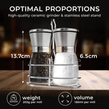 1 x RAW Customer Returns Salt and pepper mill set of 2 with ceramic grinder - refillable design spice mill empty Spice salt mill pepper mill, stainless steel glass with adjustable ceramic grinder - coarse fine - RRP €19.44