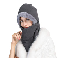 1 x Brand New YR.Lover balaclava for women men ski hat winter warm hat cotton thick cold-resistant hat balaclava windproof face mask thermal fleece hood unisex breathable neck warmer gray - RRP €12.1